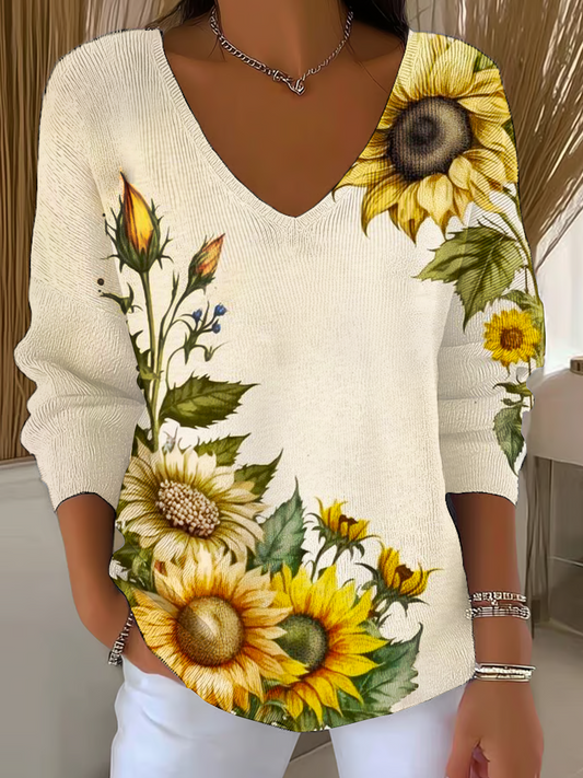 Sunflower Casual V Neck Pullover Sweater