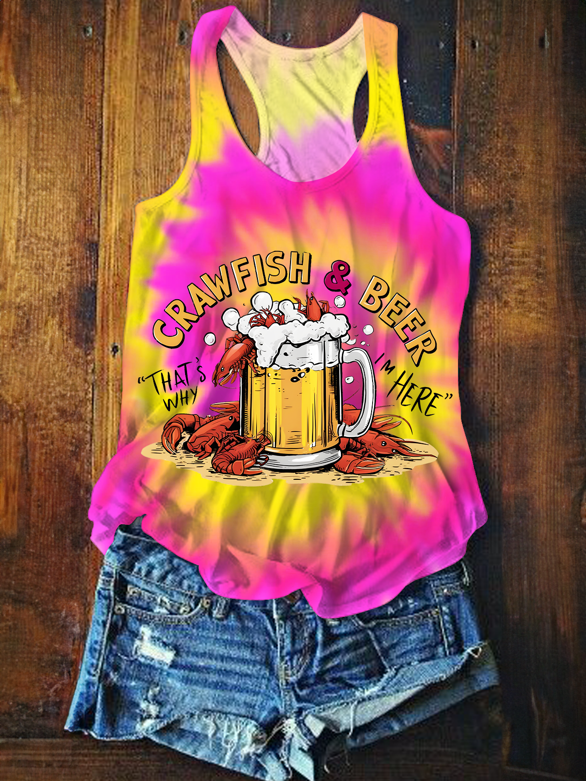 Crawfish Season Preppy Printed Casual Tank Top