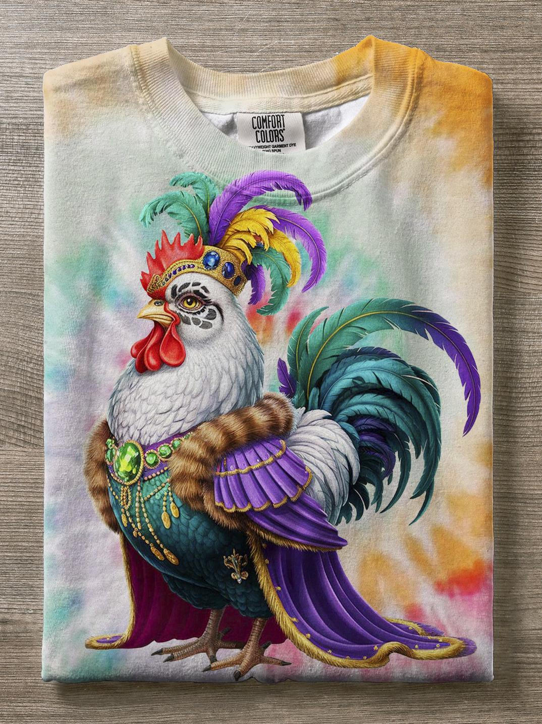 Mardi Gras Happy Queen Tie Dye Print Casual T-Shirt