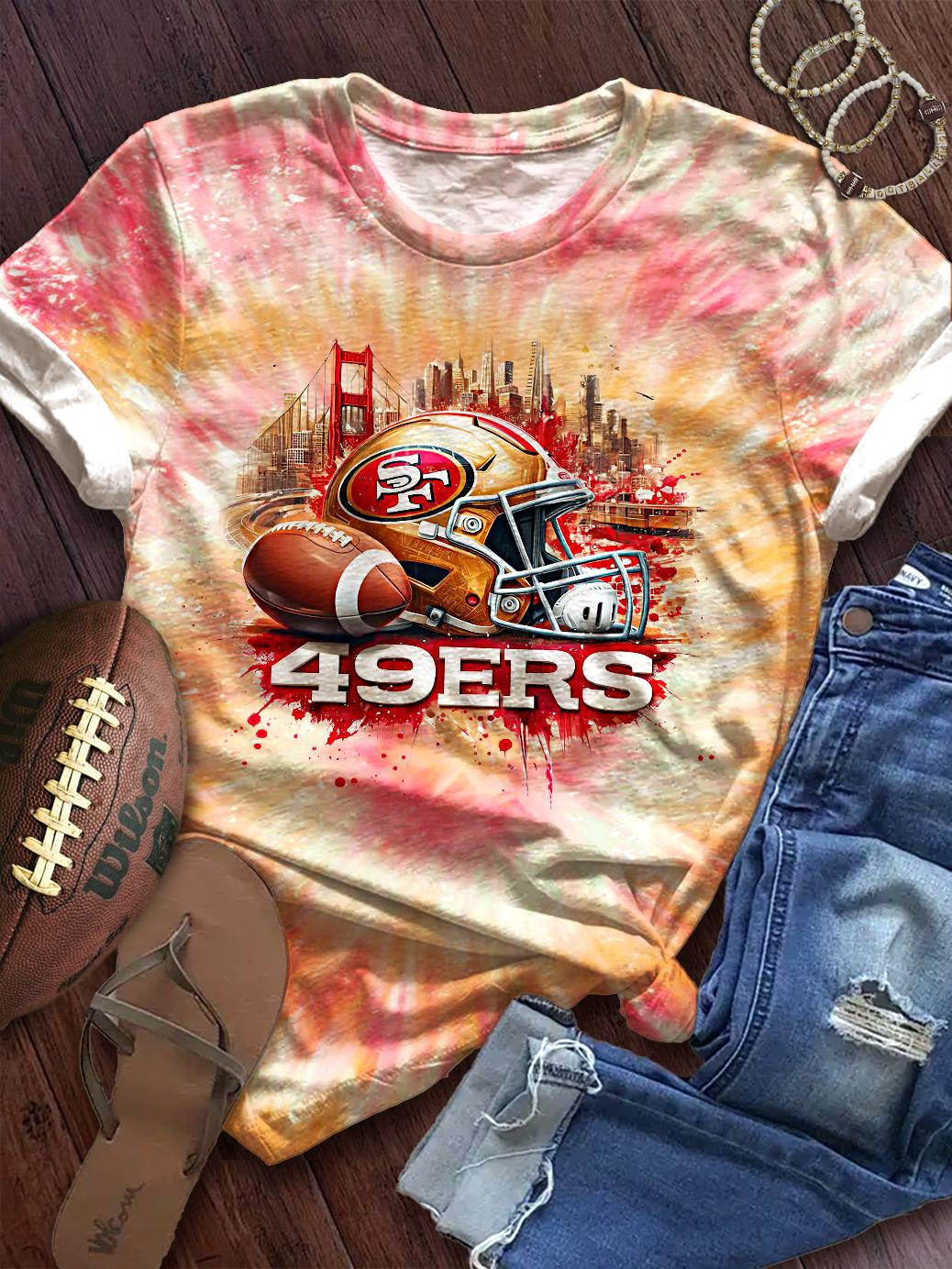 Women's San Francisco Football Print Crew Neck T-shirt