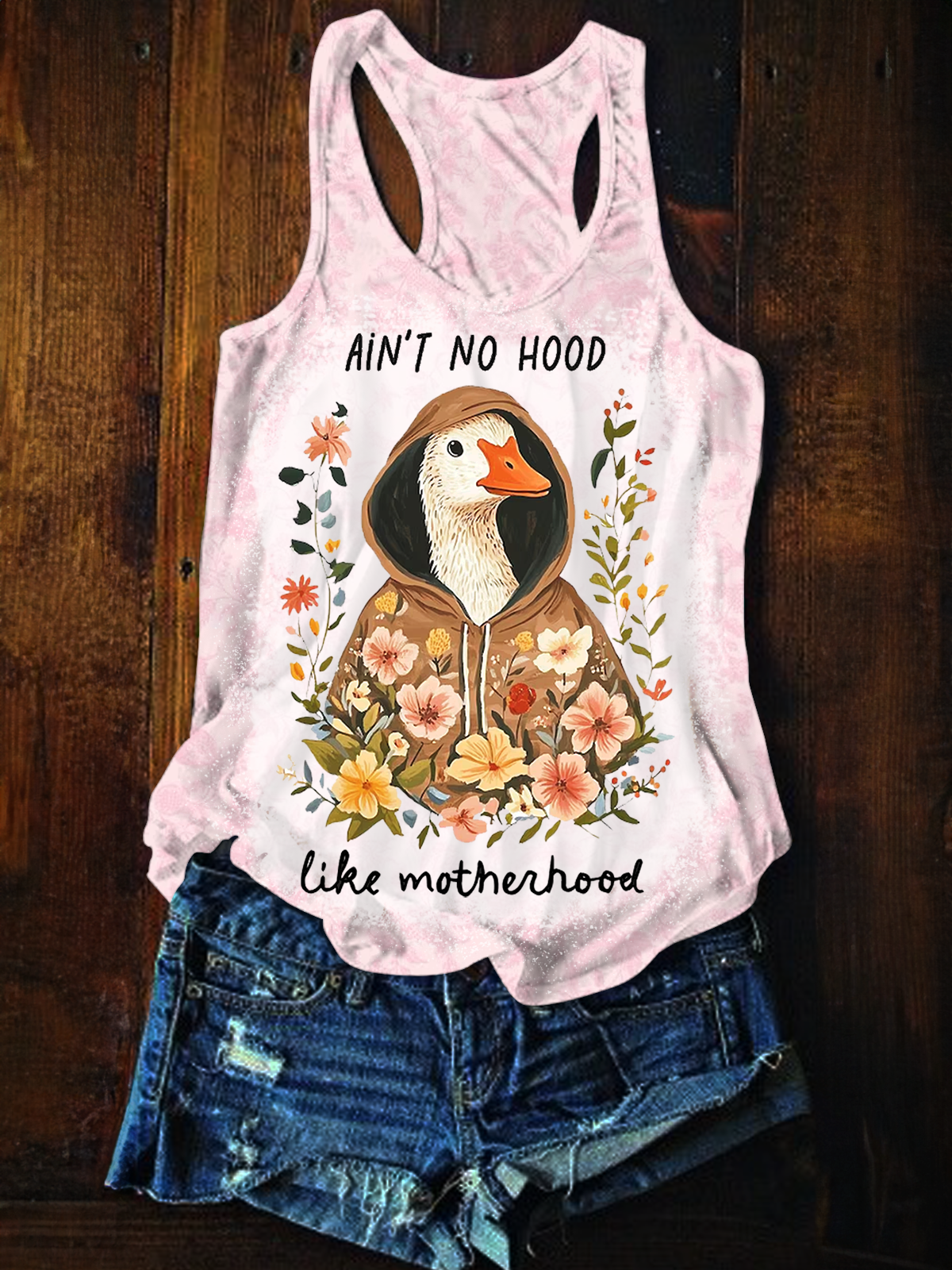 Aid't No Hood Like Motherhood Printed Casual Tank Top