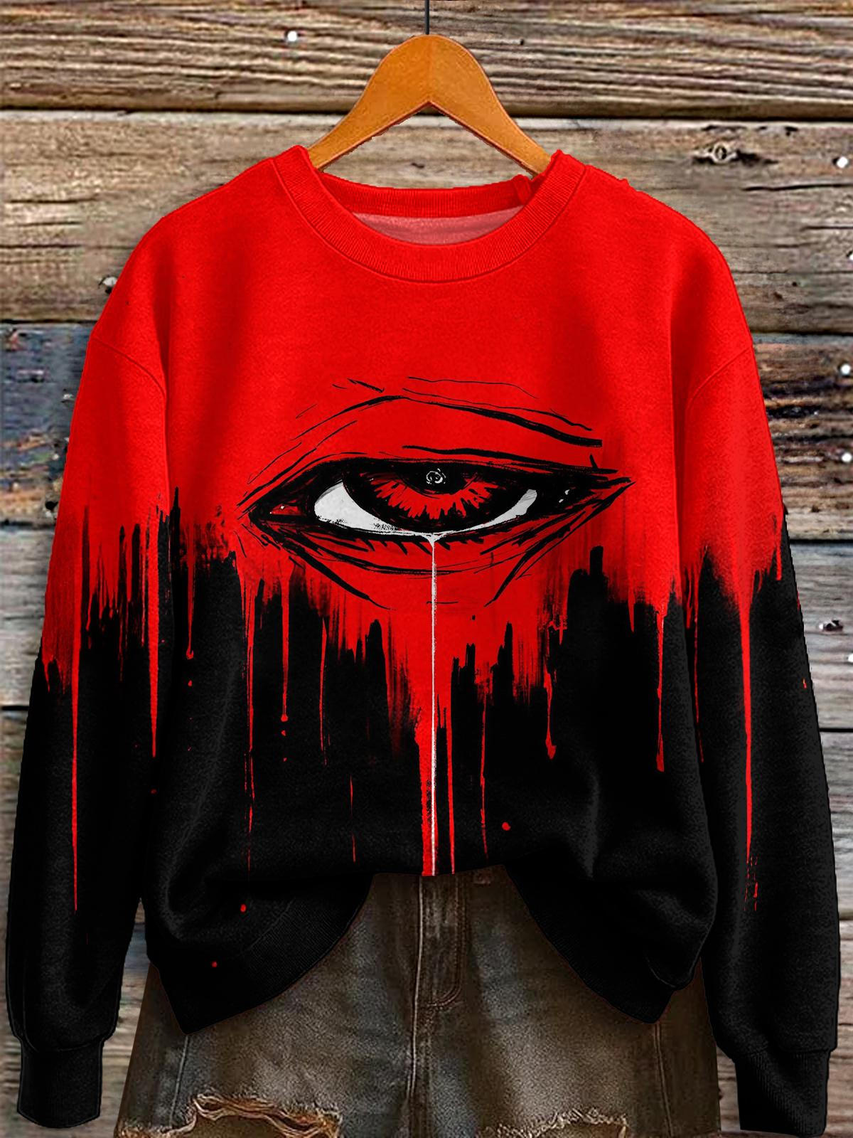 Halloween Gothic Print Long Sleeve Casual Top