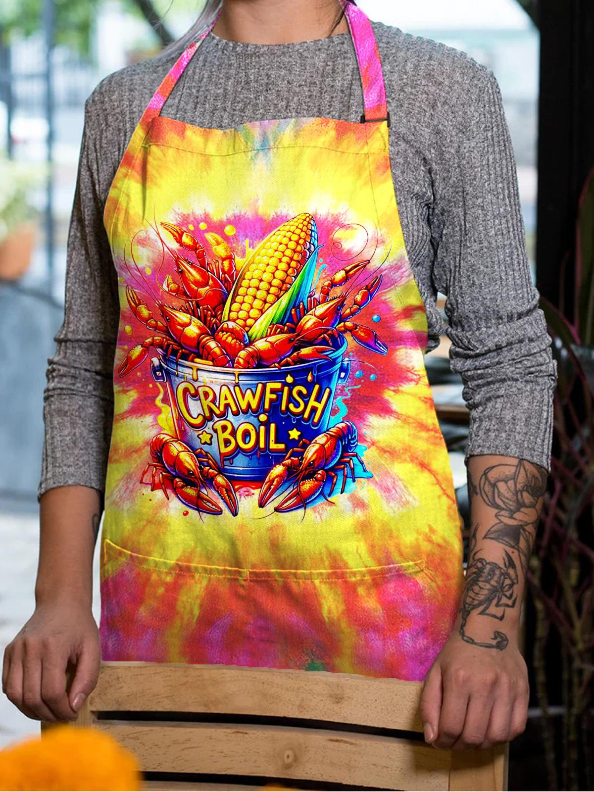 Colorful Crayfish Season Print Apron