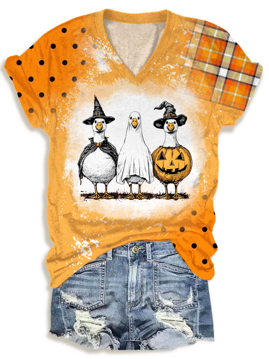 Boo Ghost Goose V-neck T-Shirt