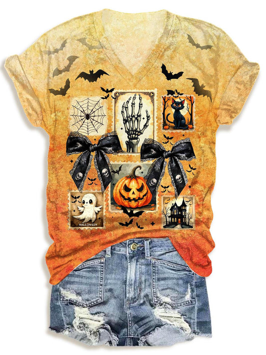 Vintage Halloween Ghost V-neck T-Shirt