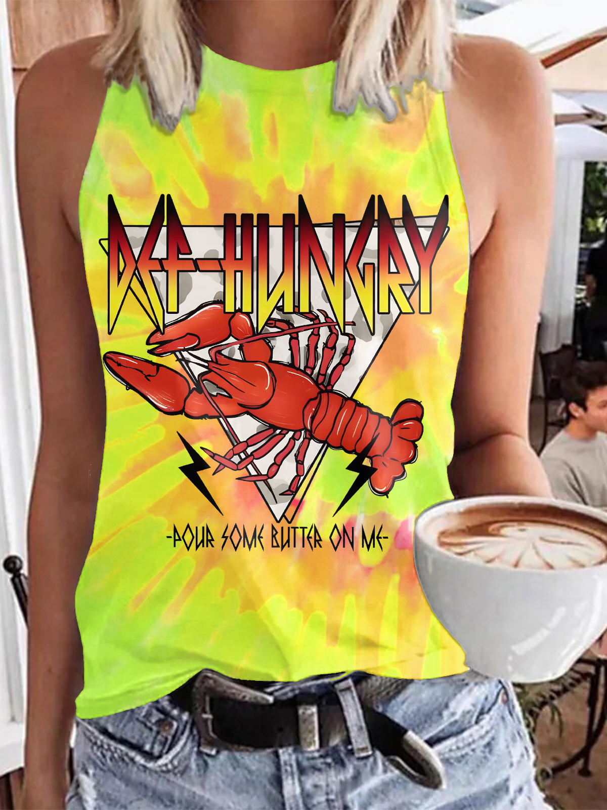 Def-Hungry Pour Some Butter On Me Print Casual Sleeveless Top