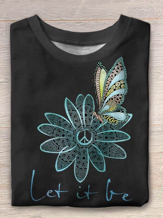 Let It Be Whispering Hippie Butterfly Crew Neck T-shirt