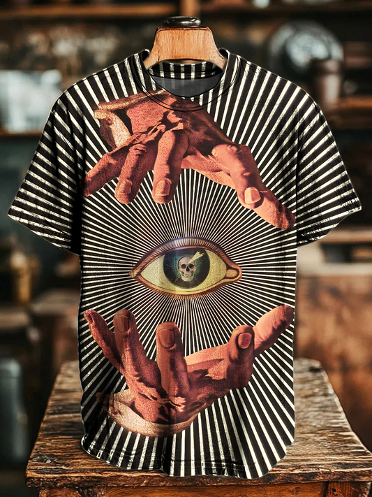 Retro Hippie Art Crew Neck T-shirt