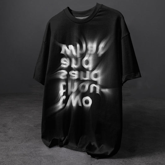 Gothic Interesting Text Printed Crew Neck T-shirt