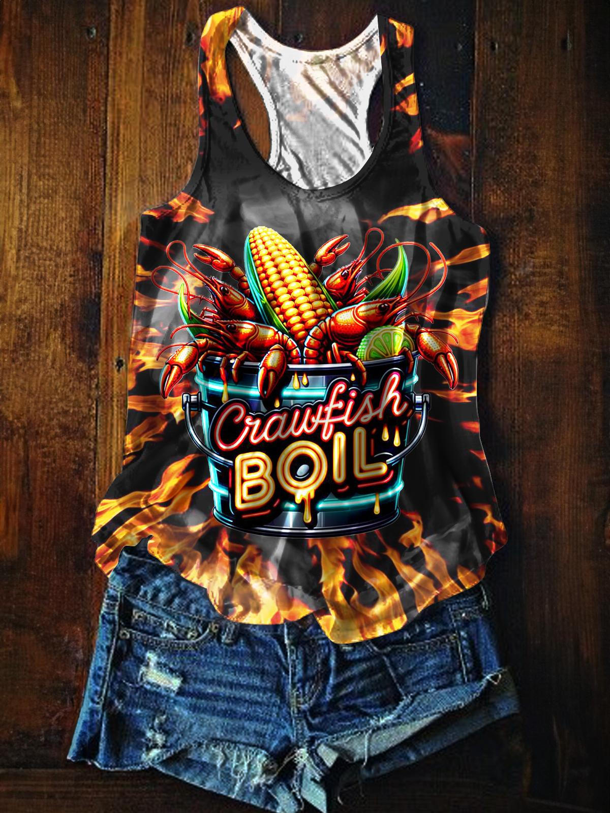 Crayfish Printed Casual Tank Top