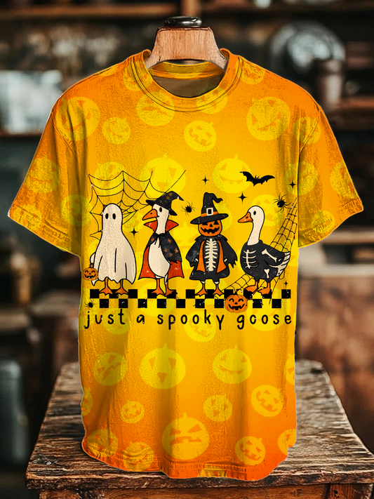 Spooky Goose Halloween Crew Neck T-shirt