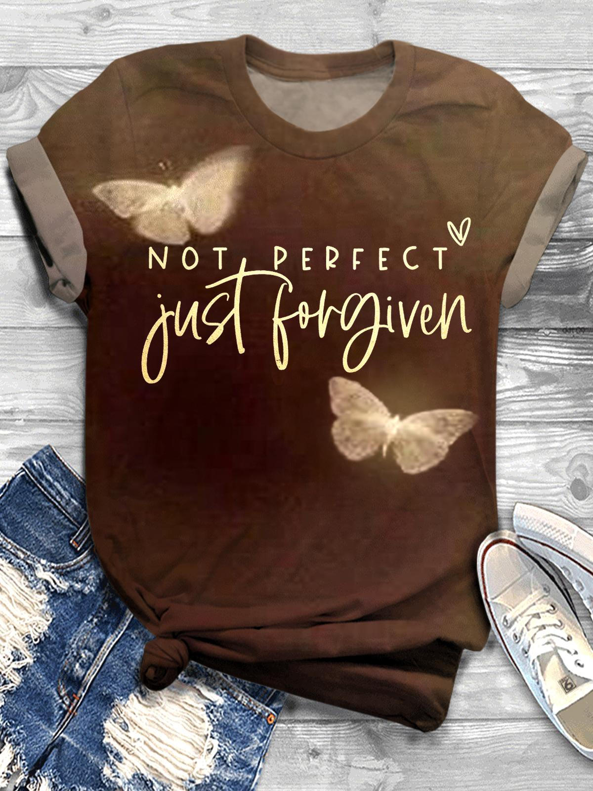 Not Perfect Just Forgiven Christian Crew Neck T-shirt