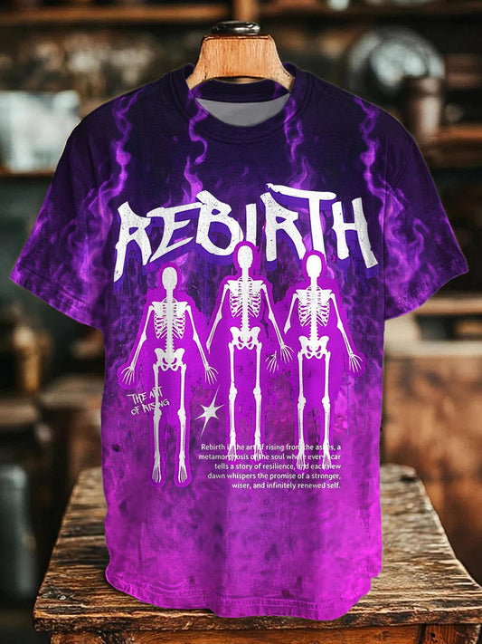 Halloween Skull Print Crew Neck T-shirt