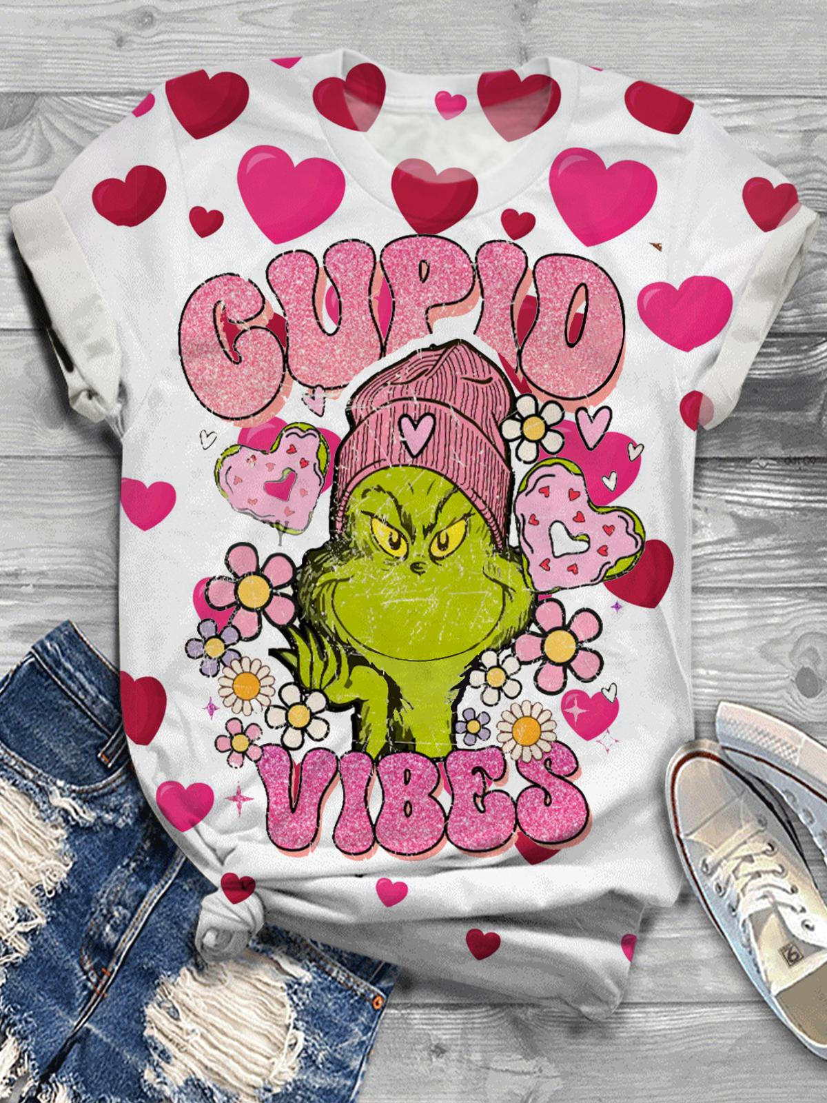 Cupid Vibes Valentines Crew Neck T-shirt