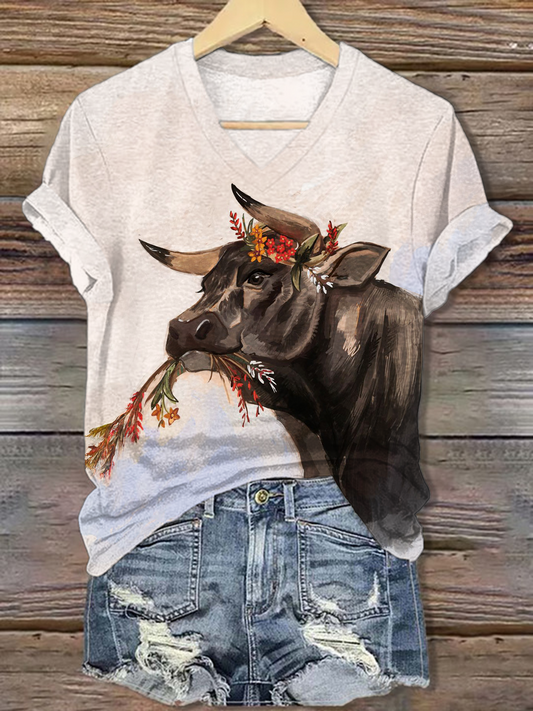 Vintage Classic West Highland Cow V-neck T-Shirt