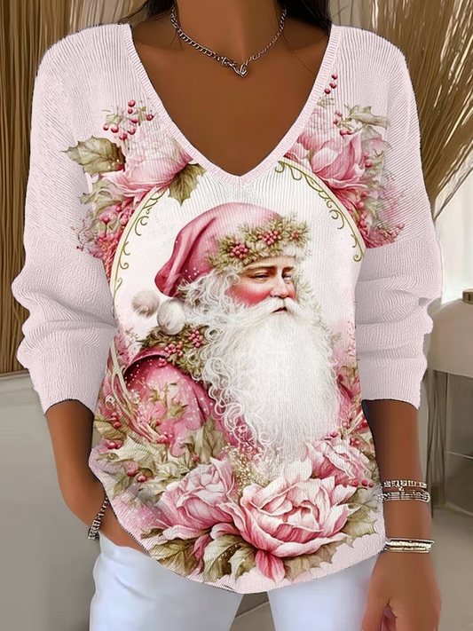 Santa Casual V Neck Pullover Sweater