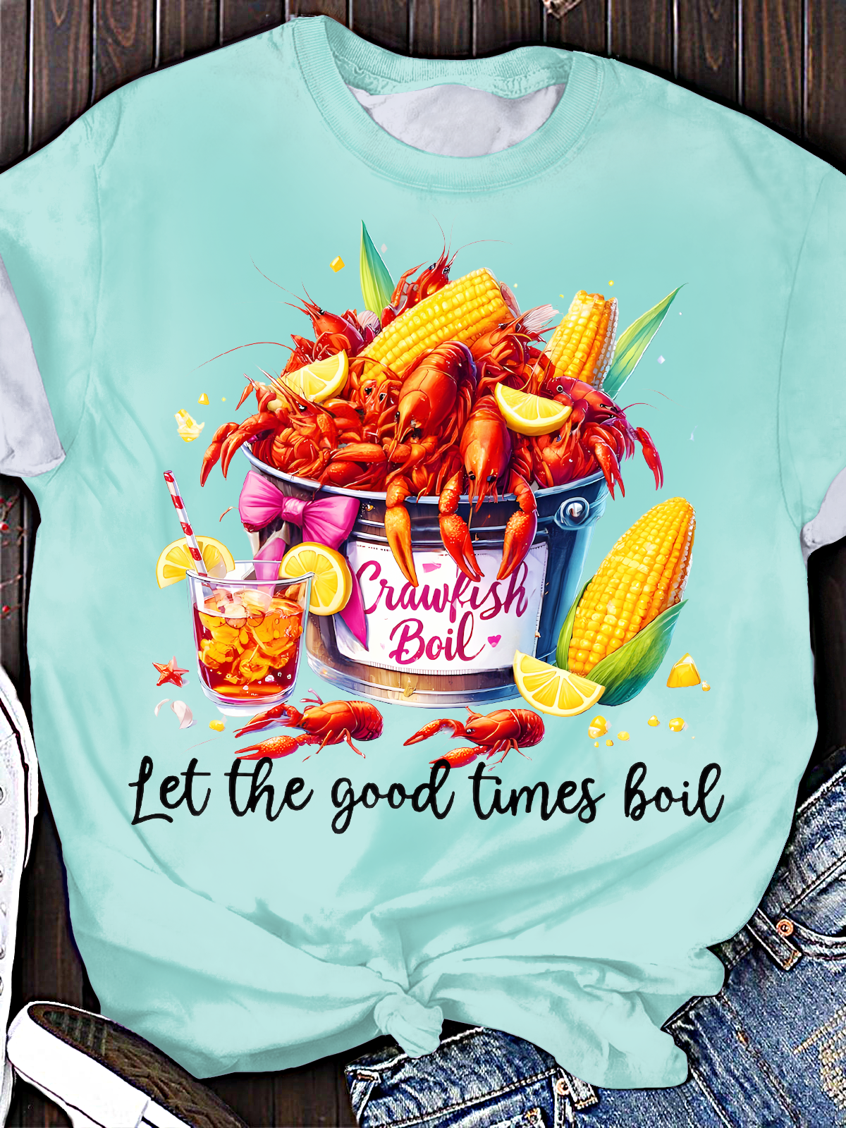 Crawfish Let The Good Times Boil Crew Neck T-shirt