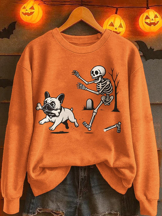 Fun Halloween Print Long Sleeve Casual Top