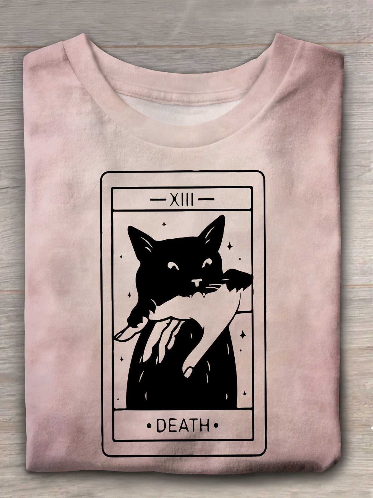 Tarot Card Black Cat Crew Neck T-shirt