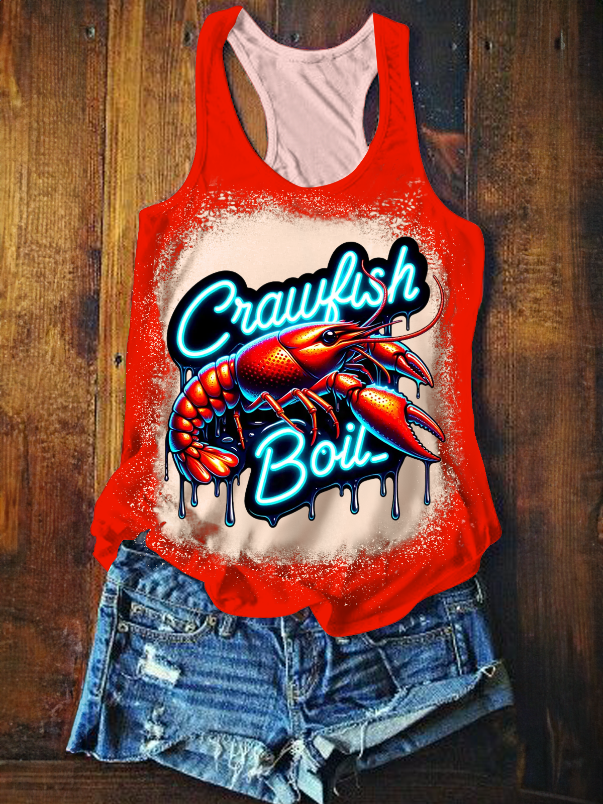Crawfish Boil Printed Casual Tank Top