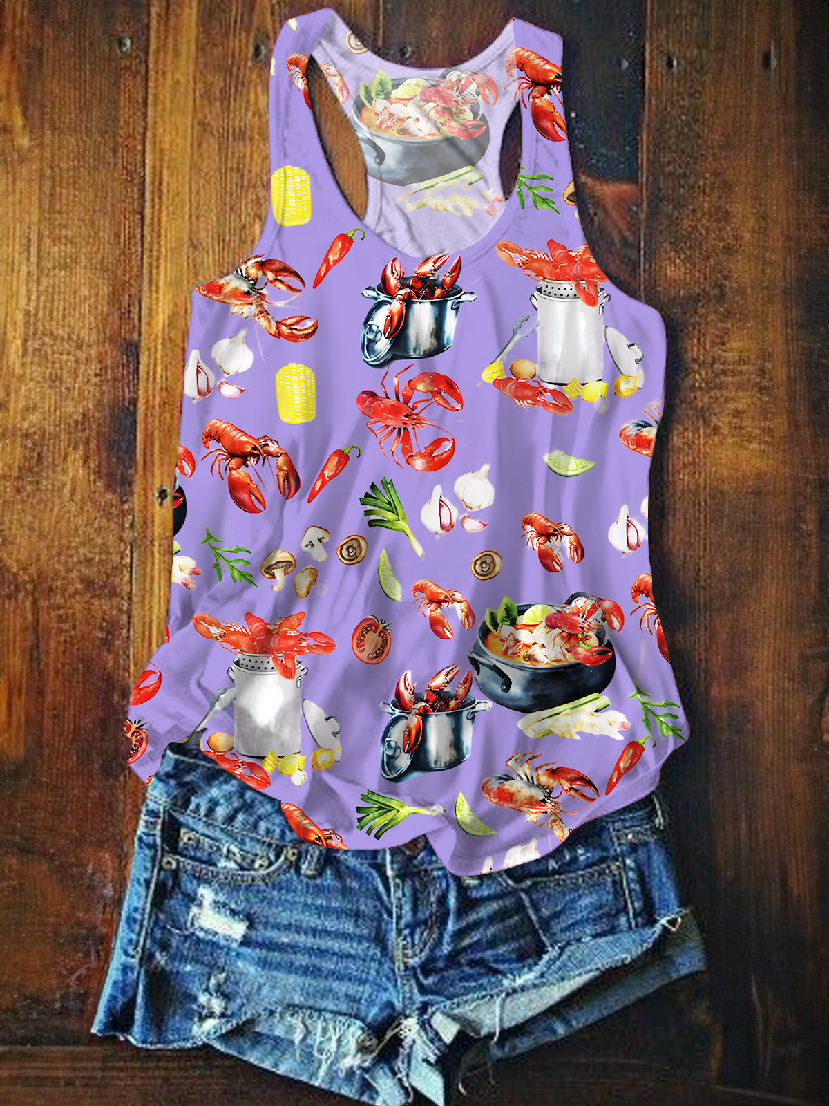 Fun Crawfish Boil Party Printed Casual Tank Top