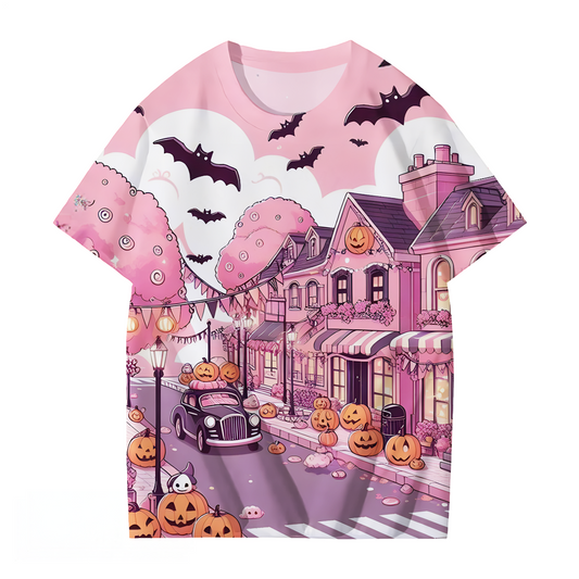 Pink October Halloween Crew Neck T-shirt