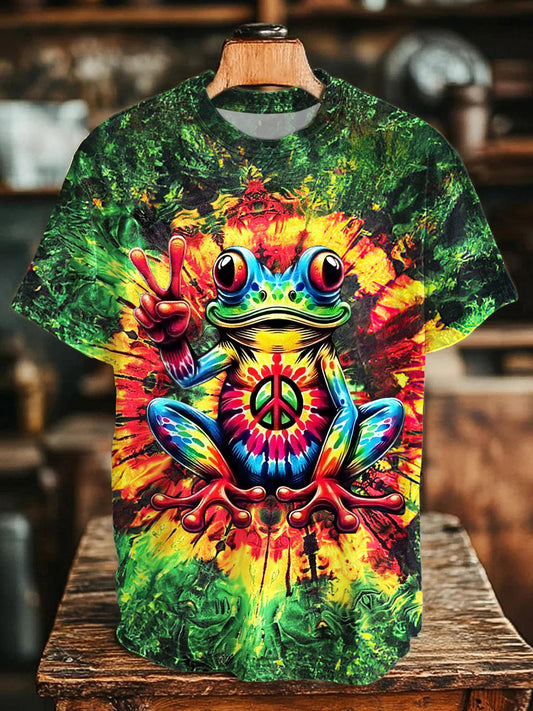 Hippie Retro Frog Crew Neck T-shirt