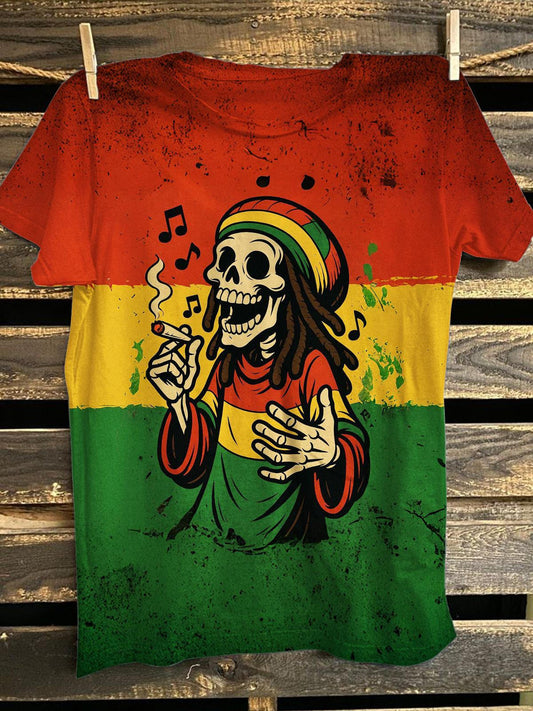 Tri color Splicing Hippie Crew Neck T-shirt