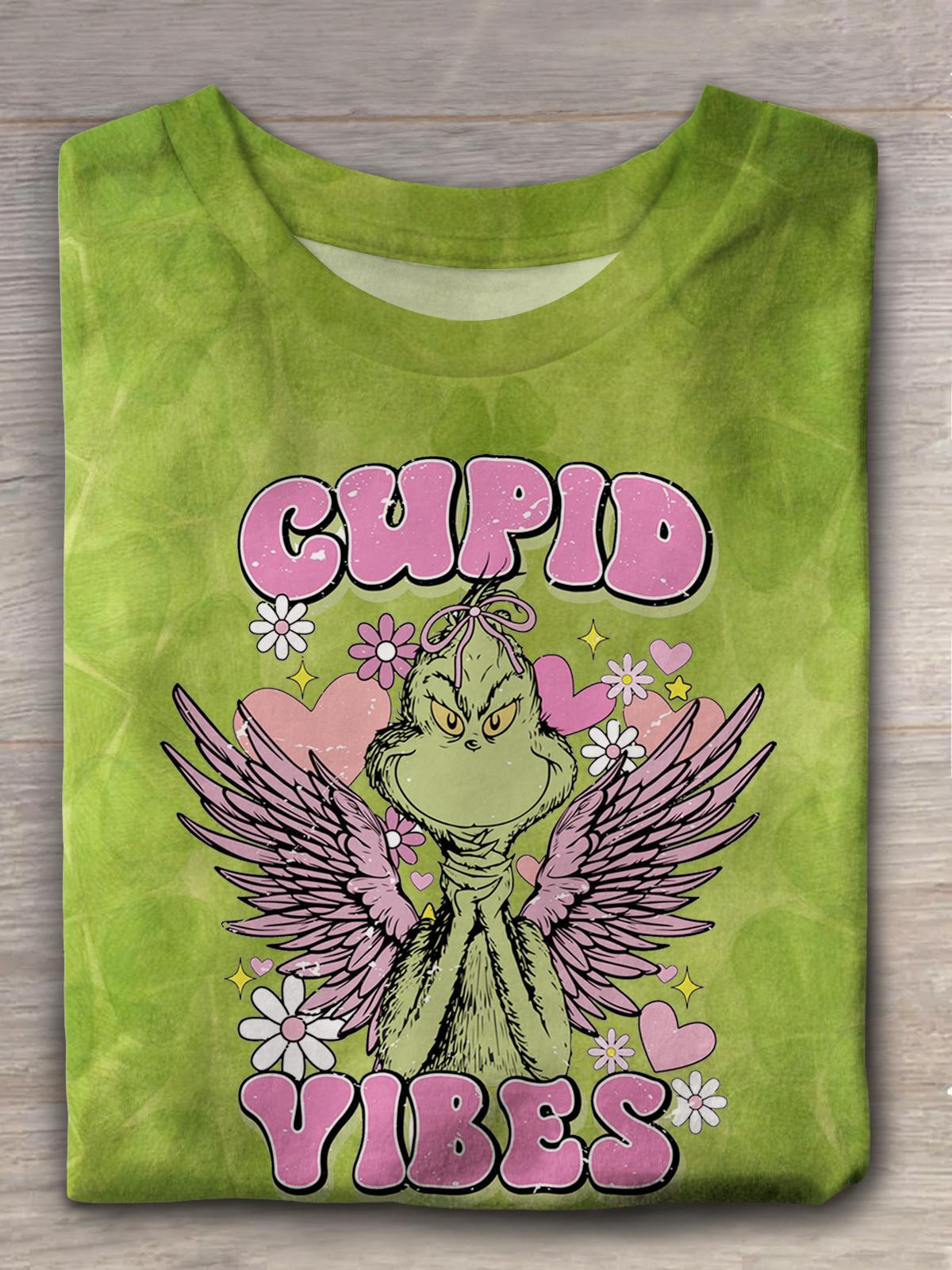 Valentine Coquette Cupid Vibes Crew Neck T-shirt