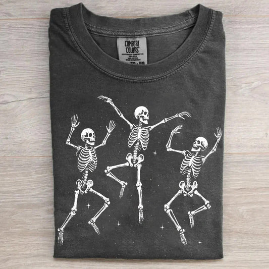 Washed Halloween Fun Printed Cotton Crew Neck T-Shirt