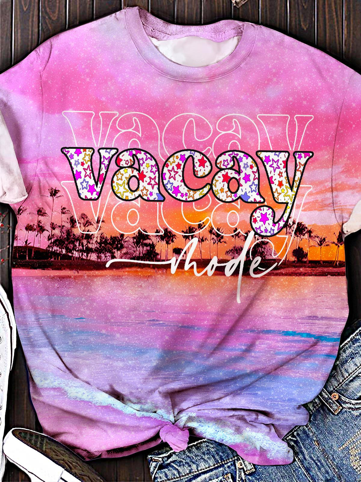 Beach Family Vacation Printed V-Neck T-Shirt