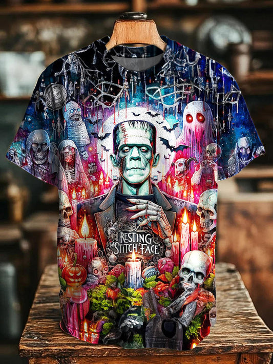 Frankenstein Halloween Crew Neck T-shirt