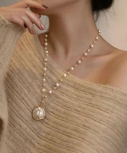 Fashio White Pearl Tassel Pendant Necklace