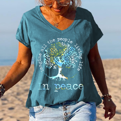 Imagine All The People Living Life Tree Of Life Graphic Tees