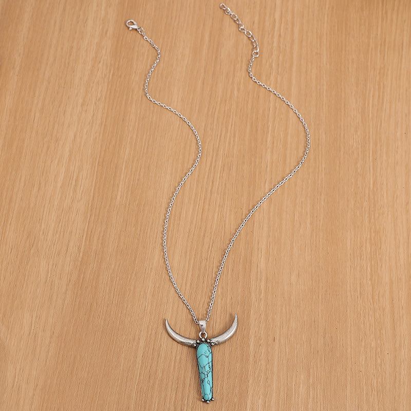 Turquoise Bull Head Necklace