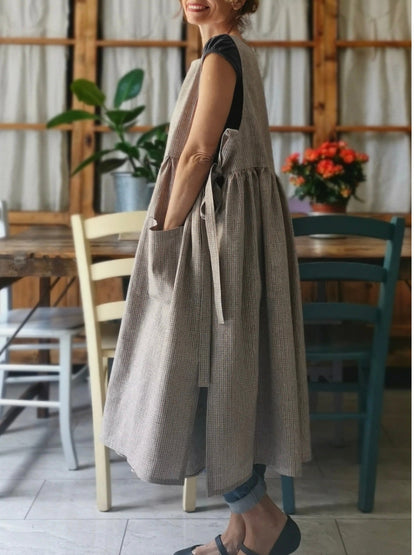 Striped Grey Cotton Apron
