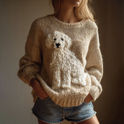 Vintage Fuzzy Dog Felt Cozy Knit Sweater
