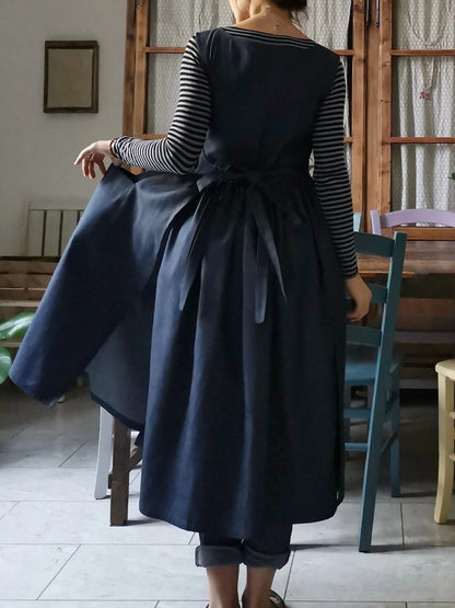 The Dark Blue Cotton & Linen Kitchen Apron