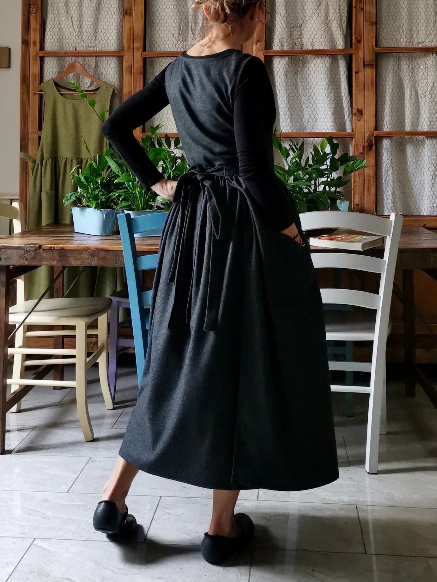 Dark Grey Cotton Apron