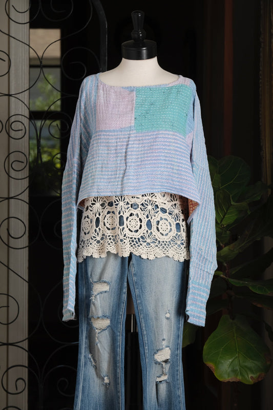 Crop Top in Aqua Patch
