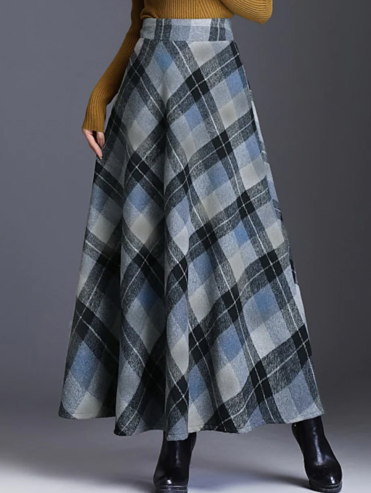 Tartan High Waist Flared Skirt