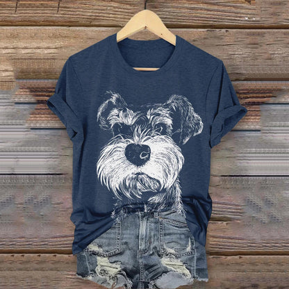 Women's Cute Dog Art Print Casual T-shirt