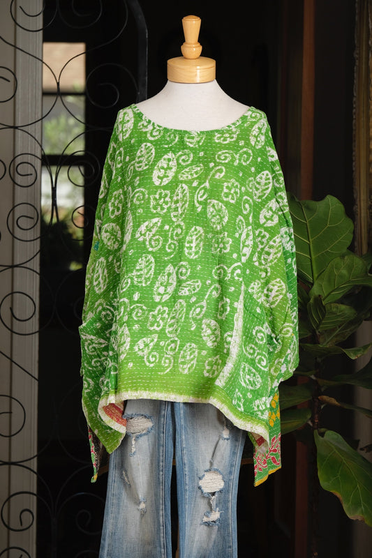 Kantha Pullover in Summer Green