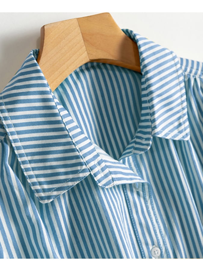 Fashion Casual Striped Shirt Dress