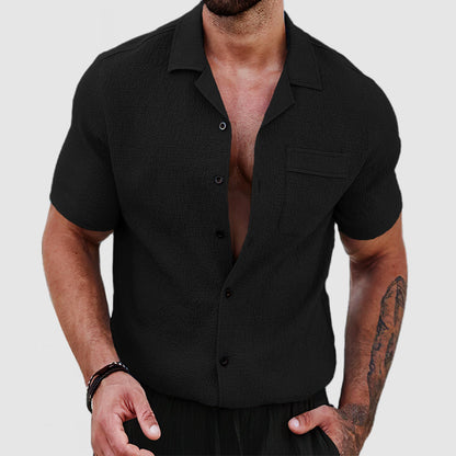 Men's Soft Skin Textured Short Sleeve Shirt