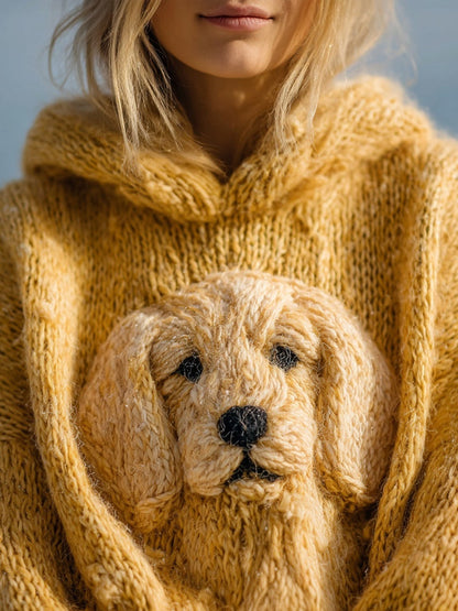 Cute Golden Retriever Knit Fuzzy Cozy Hooded Sweater