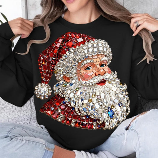 Christmas Santa Printed Long Sleeve Casual Top