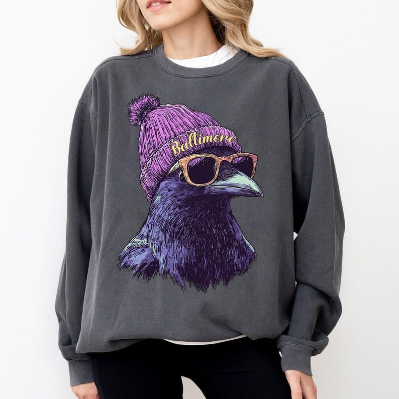 Baltimore Football Fan Printed Long Sleeve Casual Top