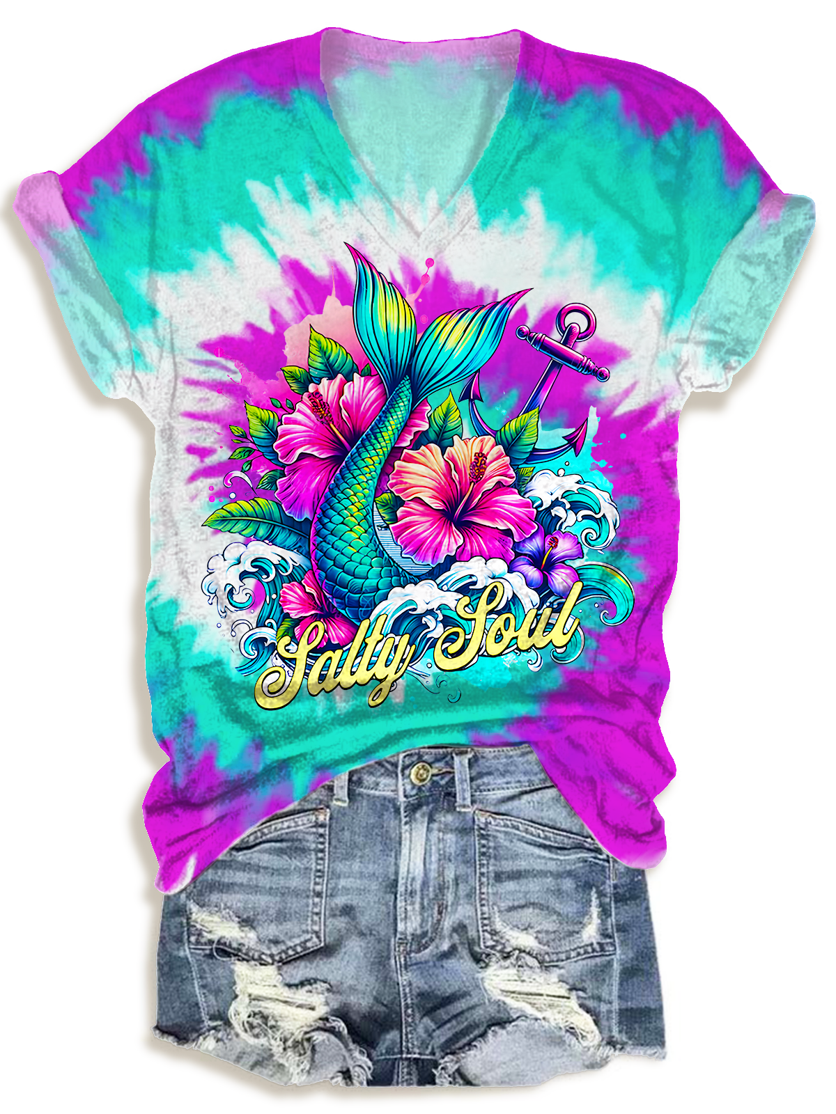 Salty Soul Vacation V-neck T-Shirt