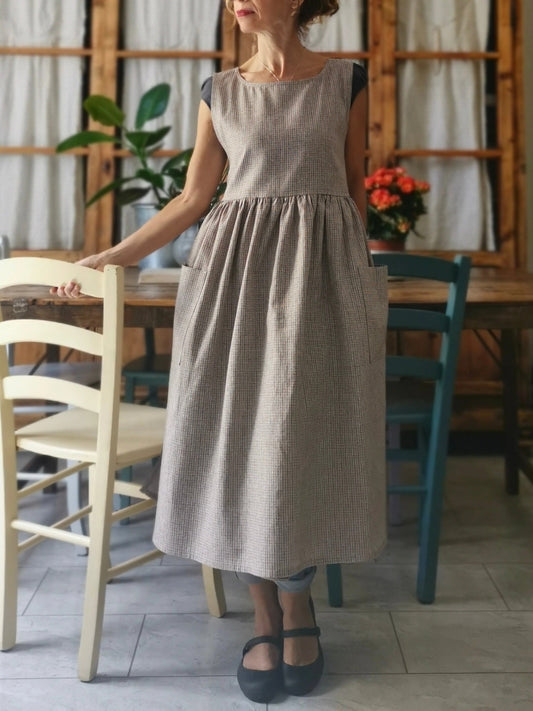 Striped Grey Cotton Apron